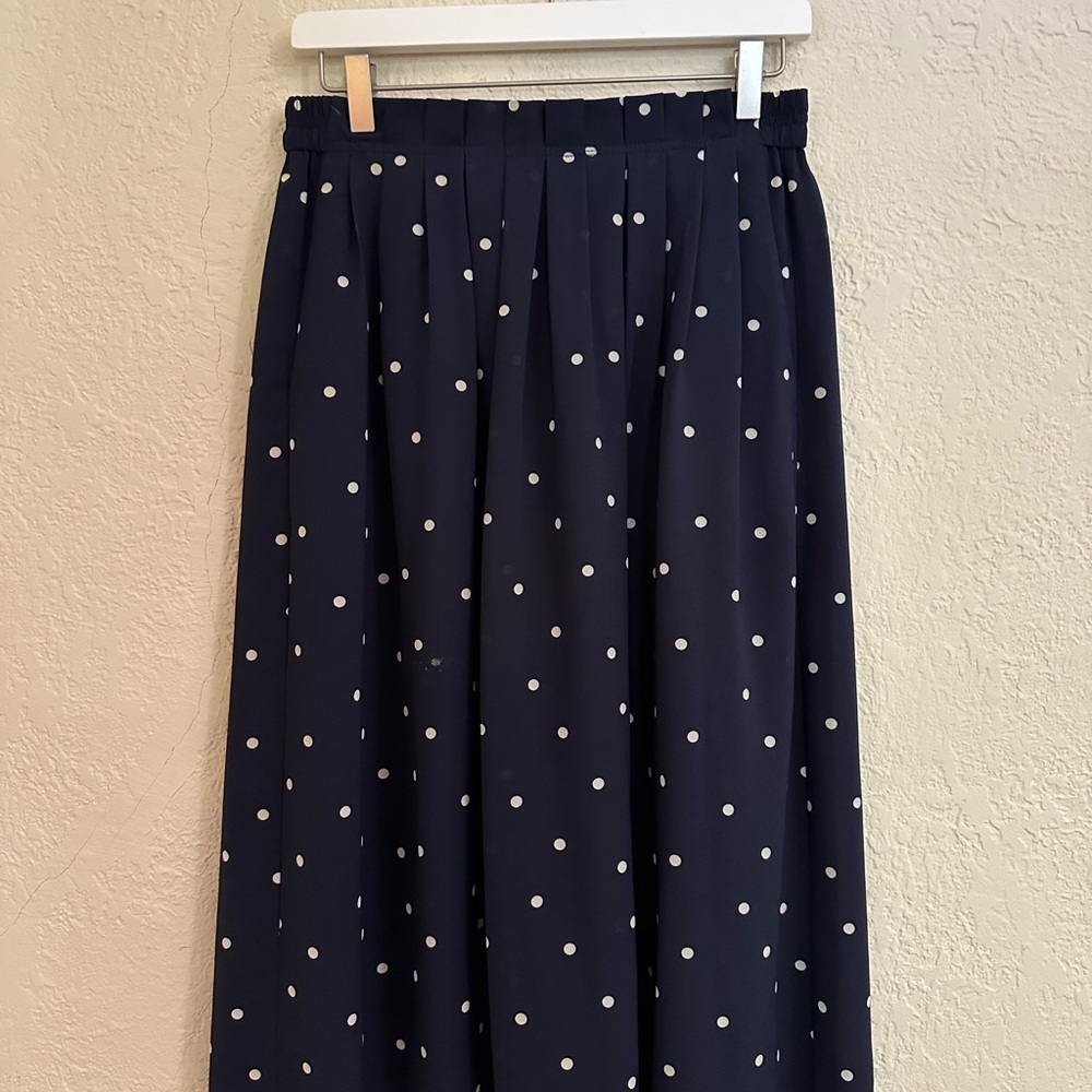 J. Crew Dark Blue Polka Dot A-Line Skirt